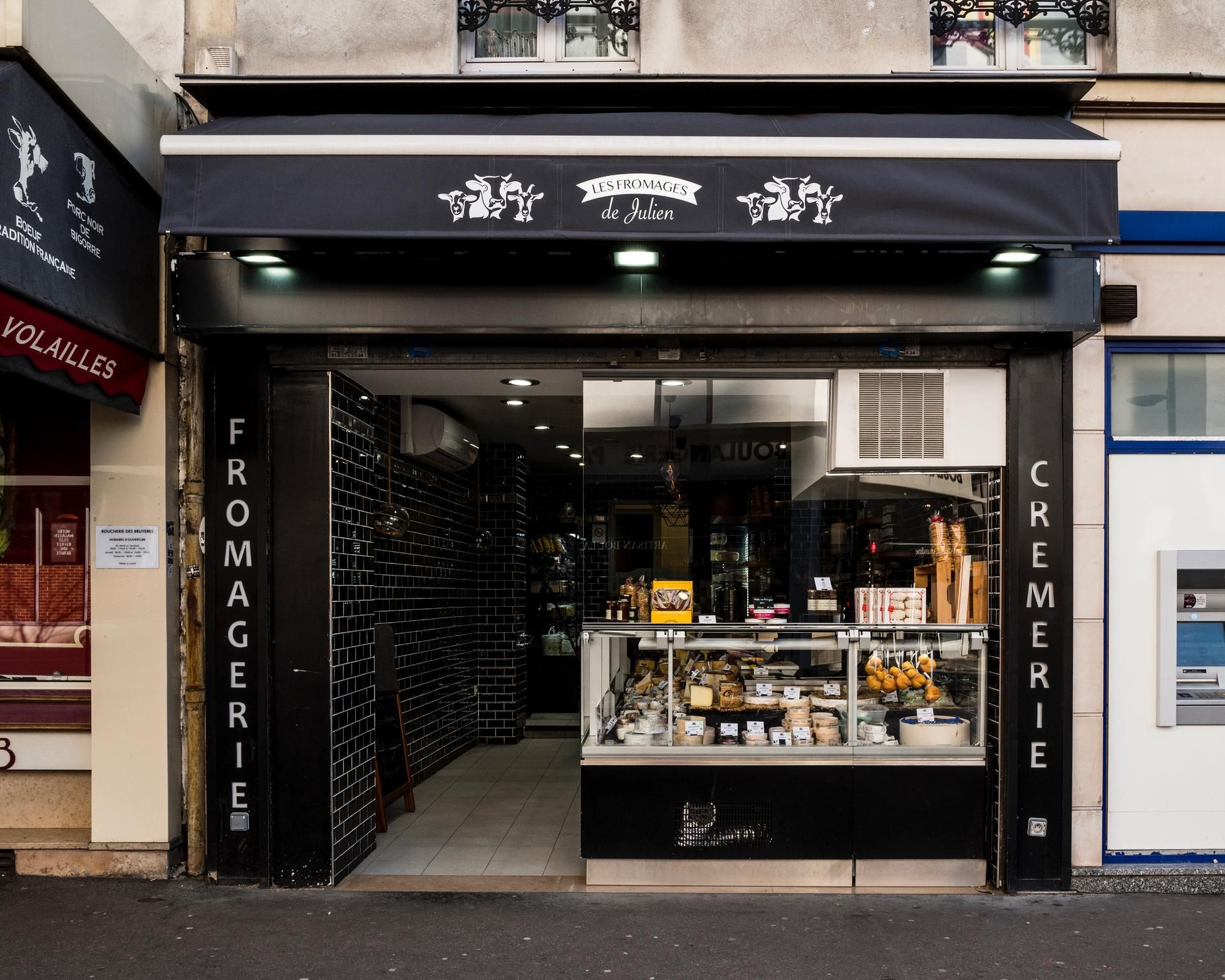 Devanture de la boutique Les Fromages de Julien aux Lilas